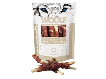 WOOLF Classic poch. Chicken and Rawhide Twister 100g