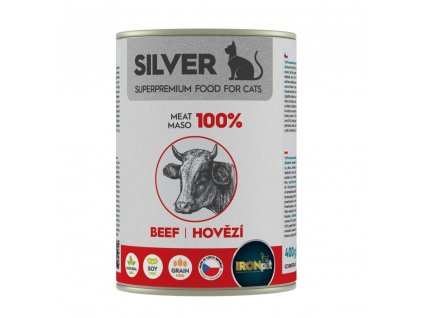 IRONpet Silver Cat Hovězí 100% masa, konzerva 400 g