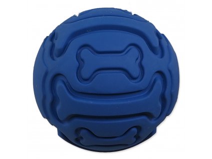 Míček DOG FANTASY gumový pískací modrý - vzor kost