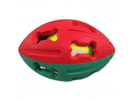 Míček DOG FANTASY gumový rugby tenisákem mix barev