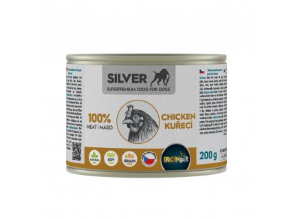 IRONpet Silver Dog Kuřecí 100% masa, konzerva 200 g