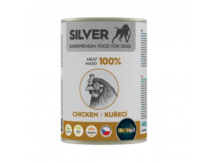 IRONpet Silver Dog Kuřecí 100% masa, konzerva 400 g