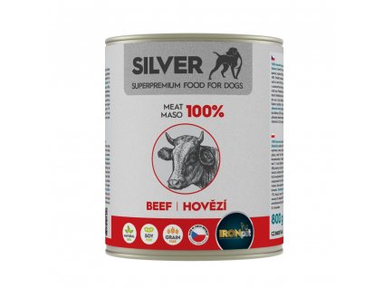 IRONpet Silver Dog Hovězí 100% masa, konzerva 800 g