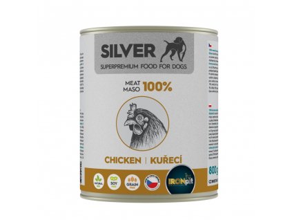 IRONpet Silver Dog Kuřecí 100% masa, konzerva 800 g