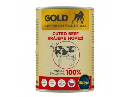 IRONpet Gold Dog Hovězí krájená svalovina, konzerva 400 g