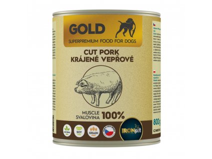 IRONpet Gold Dog Vepřová krájená svalovina, konzerva 800 g