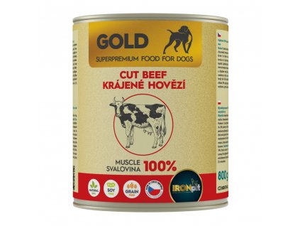 IRONpet Gold Dog Hovězí krájená svalovina, konzerva 800 g
