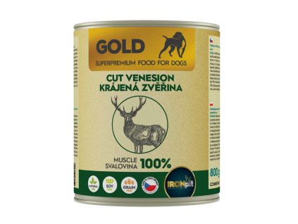 IRONpet Gold Dog Zvěřina krájená svalovina, konzerva 800 g
