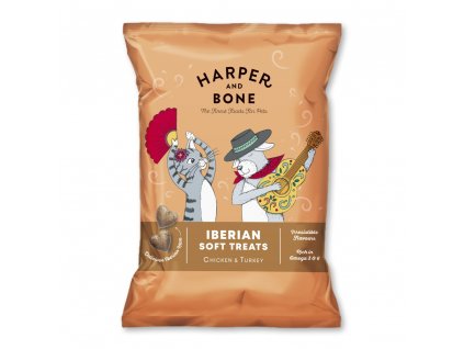 Harper and Bone Cat & Dog iberské měkké pamlsky kuře a krůta 90 g