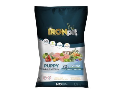 IRONpet Dog Puppy Mini & Medium Turkey (Krocan) 1,5 kg Expirace 19.10.2025