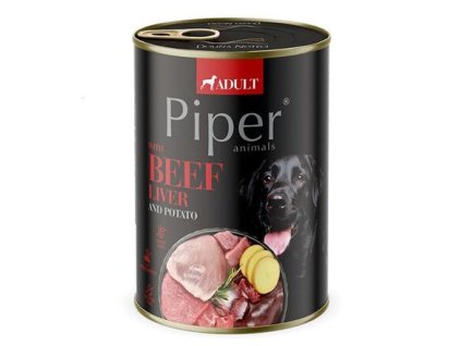 NEW PIPER s hovězími játry a bramborami, konzerva pro psy 400g