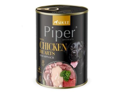NEW PIPER s kuřecími srdíčky a špenátem, konzerva pro psy 400g
