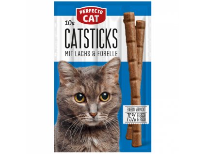 Perfecto Cat Masové tyčky s lososem & pstruhem 14cm 10ks / 50g (10 x 5g)