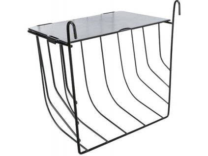 Jesle na seno s víkem, k zavěšení, lakovaný kov, černá (Velikost jesliček na seno 20 x 18 x 12 cm)