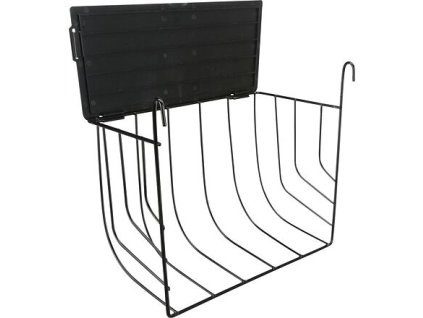 Jesle na seno s víkem, k zavěšení, lakovaný kov, černá (Velikost jesliček na seno 25 x 18 x 12 cm)