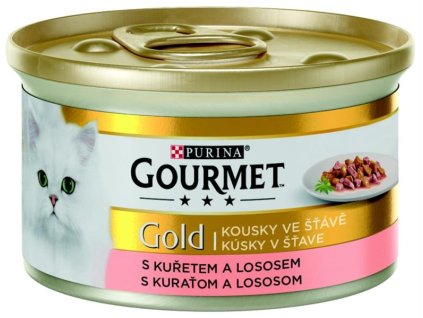 Gourmet Gold cat konz.-kousky losos a kuře 85 g