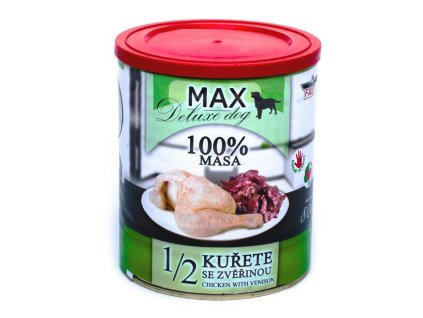 MAX Deluxe Dog 1/2 kuřete se zvěřinou, konzerva 800 g