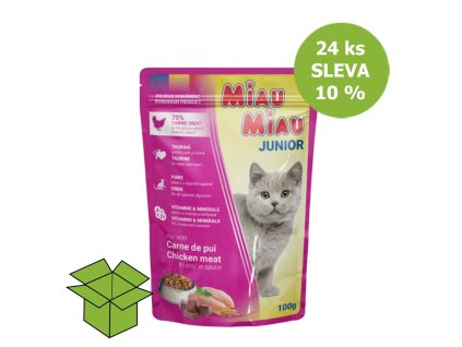 Miau Miau Cat Junior kuřecí, kapsa 100 g (24 ks) SLEVA 10 %