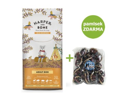 Harper and Bone Dog Adult Large & Medium divoké hory 12 kg + Pamlsek Ball with meatball 1,5 kg - pouze do vyprodání zásob!!!