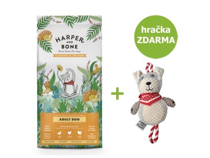 Harper and Bone Dog Adult Large & Medium příchutě farmy 12 kg + hračka ZDARMA - pouze do vyprodání zásob!!!