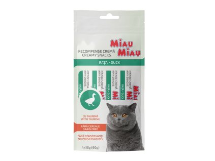 Miau Miau Creamy Snacks Cat kachní 15 g (4 pack)