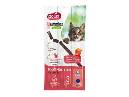 Pochoutka kočka YUMMIES losos a pstruh 3ks Zolux