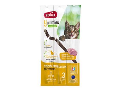 Pochoutka kočka YUMMIES krůtí a játra 3ks Zolux