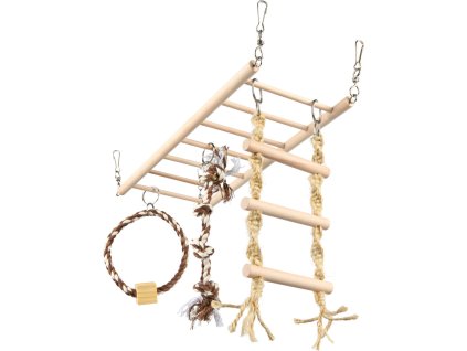 Houpačka do klece s hračkami-činka, kruh, žebřík pro hlodavce (Velikost houpačky do klece 35 x 15 x 15 cm, např. fretka, potkan)