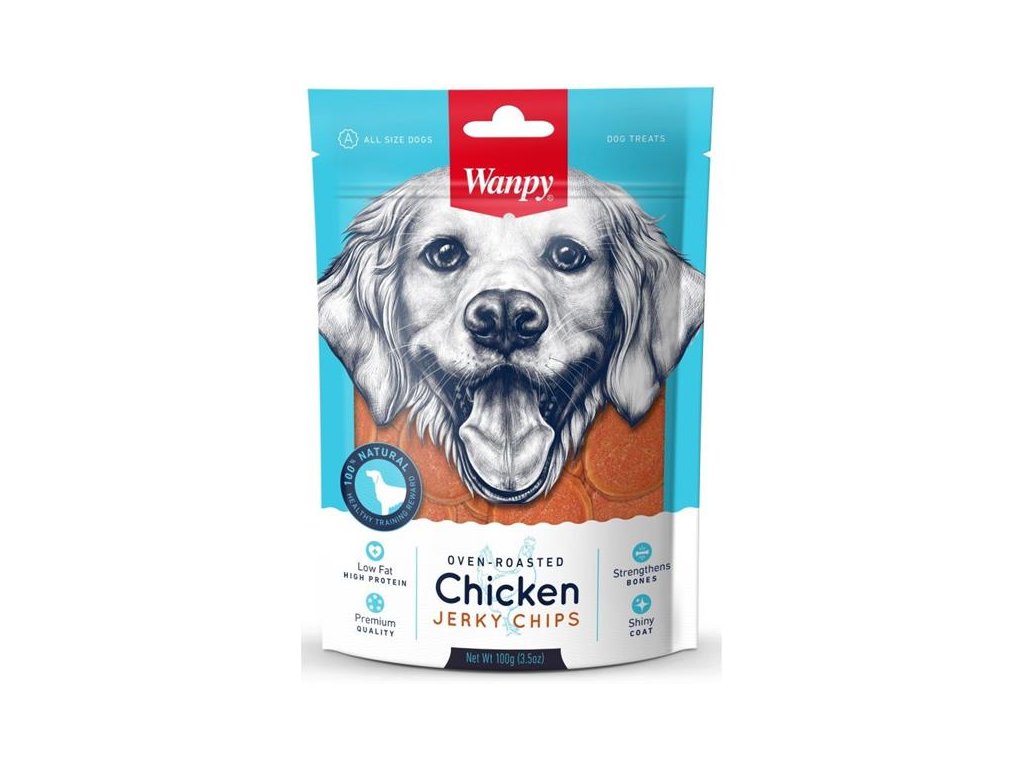 56538 1 wanpy dog chicken jerky chips 100g z kategorie chovatelske potreby a krmiva pro psy pamlsky pro psy susena masicka pro psy