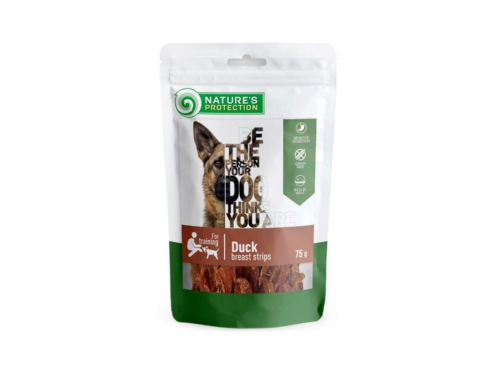56571 1 nature s protection dog snack kachni prouzky 75 g z kategorie chovatelske potreby a krmiva pro psy pamlsky pro psy susena masicka pro psy