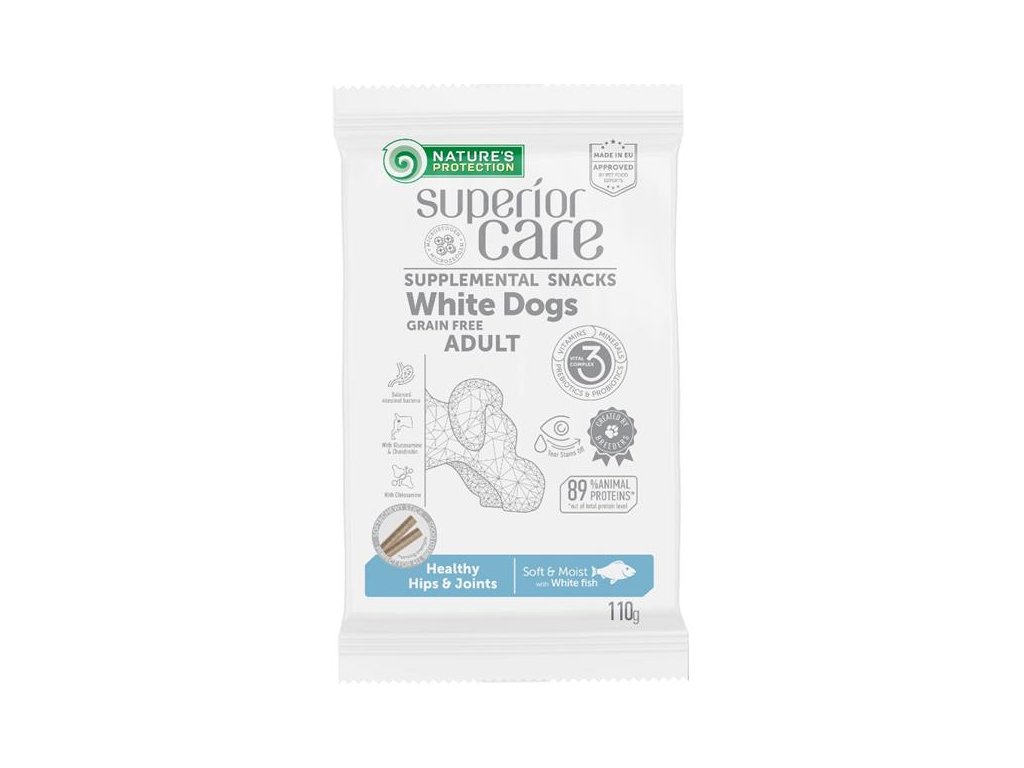 56874 1 nature s protection sc wd healthy hips joints gf white fish 110g z kategorie chovatelske potreby a krmiva pro psy pamlsky pro psy funkcni pamlsky pro psy