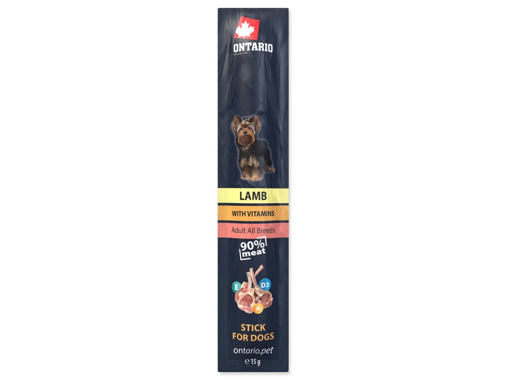 49182 1 stick ontario for dogs lamb 15g z kategorie chovatelske potreby a krmiva pro psy pamlsky pro psy tycinky salamky pro psy