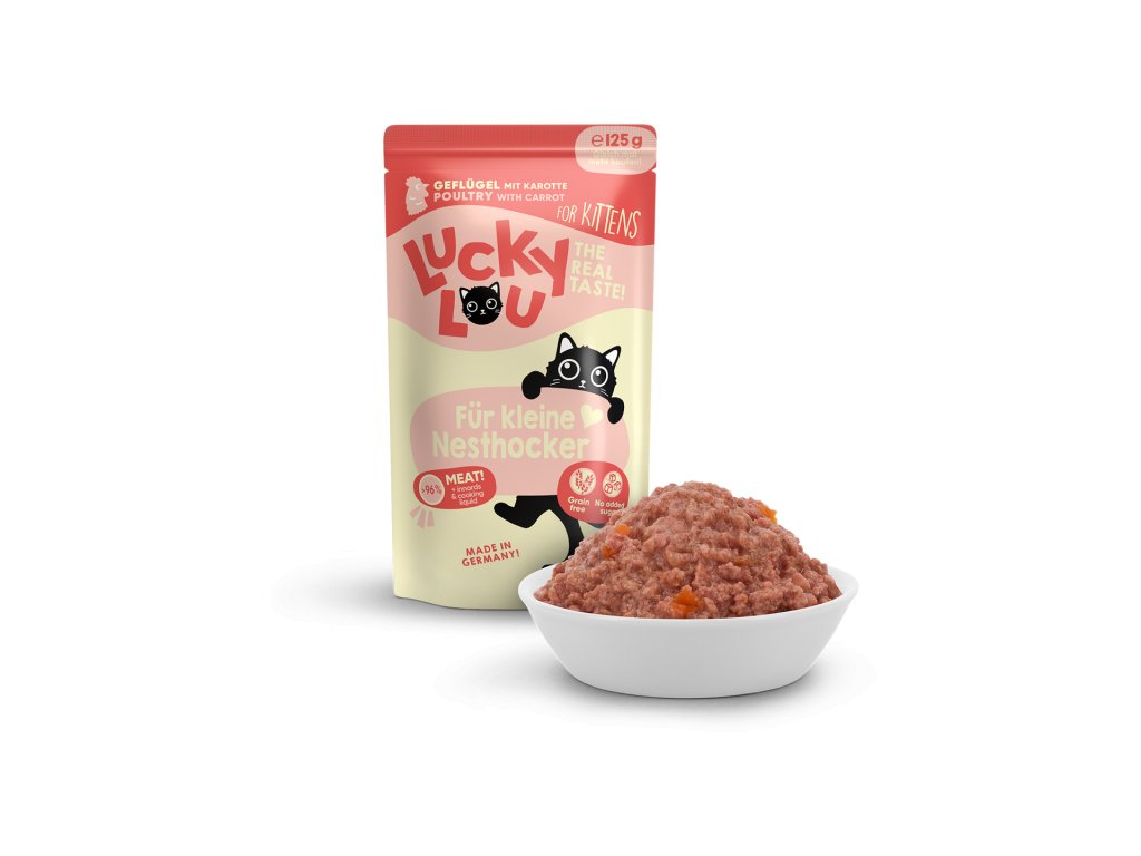 87648 lucky lou lifestage kitten s drubezim masem 125g