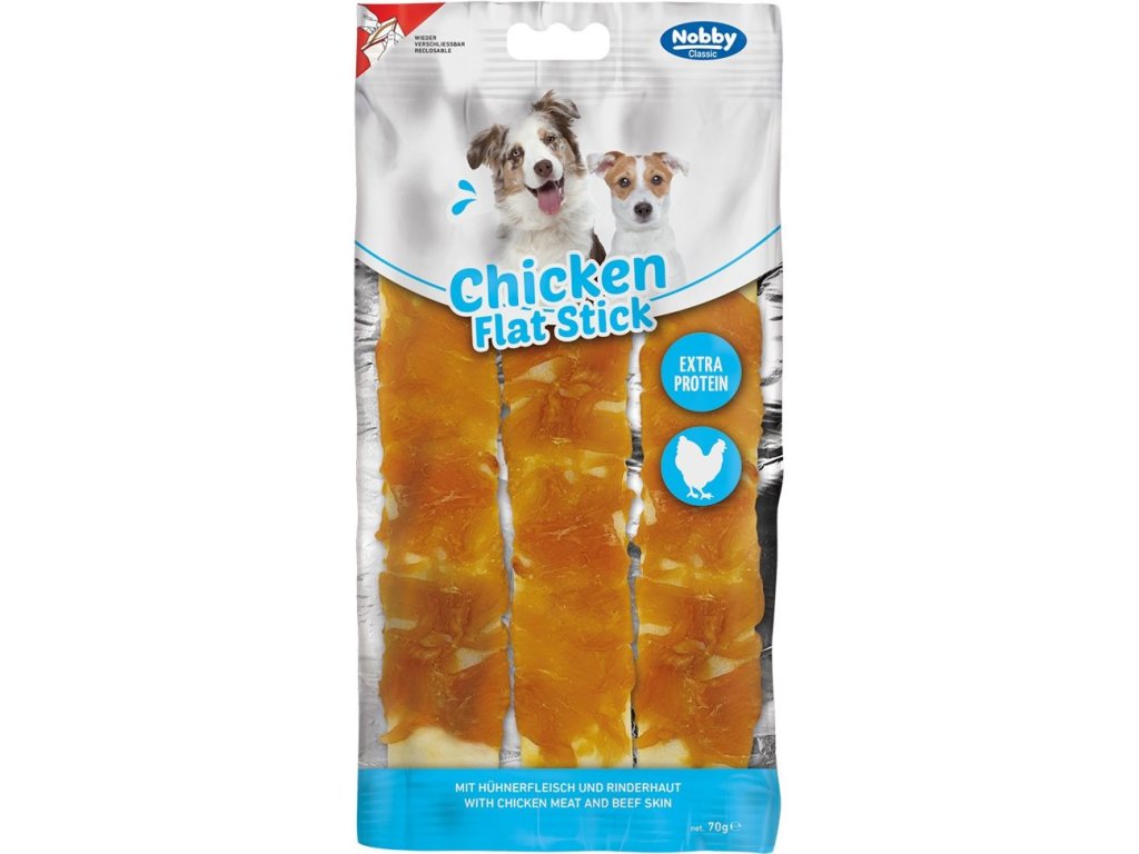 76902 4 nobby classic chicken flat stick kureci ploche tycinky 70g z kategorie chovatelske potreby a krmiva pro psy pamlsky pro psy bile kosti pro psy