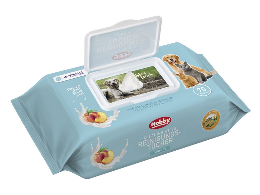 15432 1 nobby vlhcene ubrousky pro psy a kocky 70ks z kategorie chovatelske potreby a krmiva pro psy hygiena a kosmetika psa vlhcene ubrousky pro psy