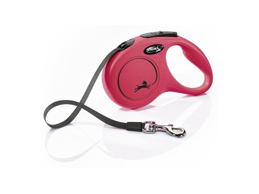 9693 1 flexi new classic s voditko paskove 5m 15kg cervena z kategorie chovatelske potreby a krmiva pro psy obojky voditka a postroje pro psy voditka pro psy samonavijeci voditka pro psy