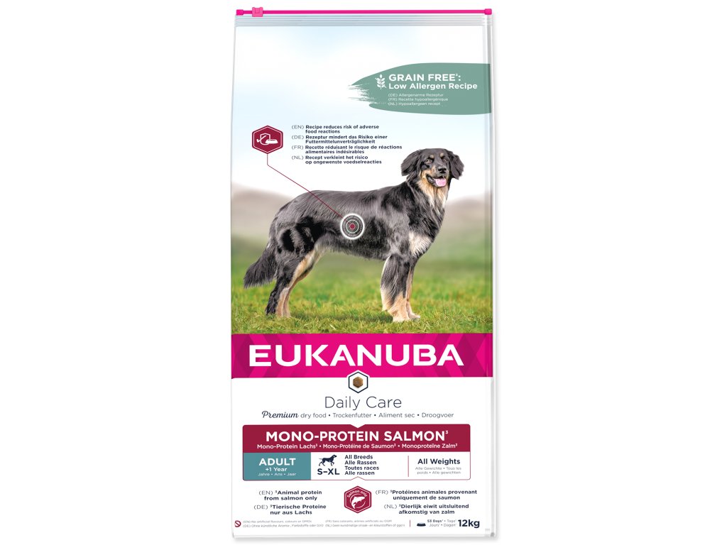 52017 1 eukanuba daily care adult mono protein salmon 12 kg z kategorie chovatelske potreby a krmiva pro psy krmiva pro psy granule pro psy