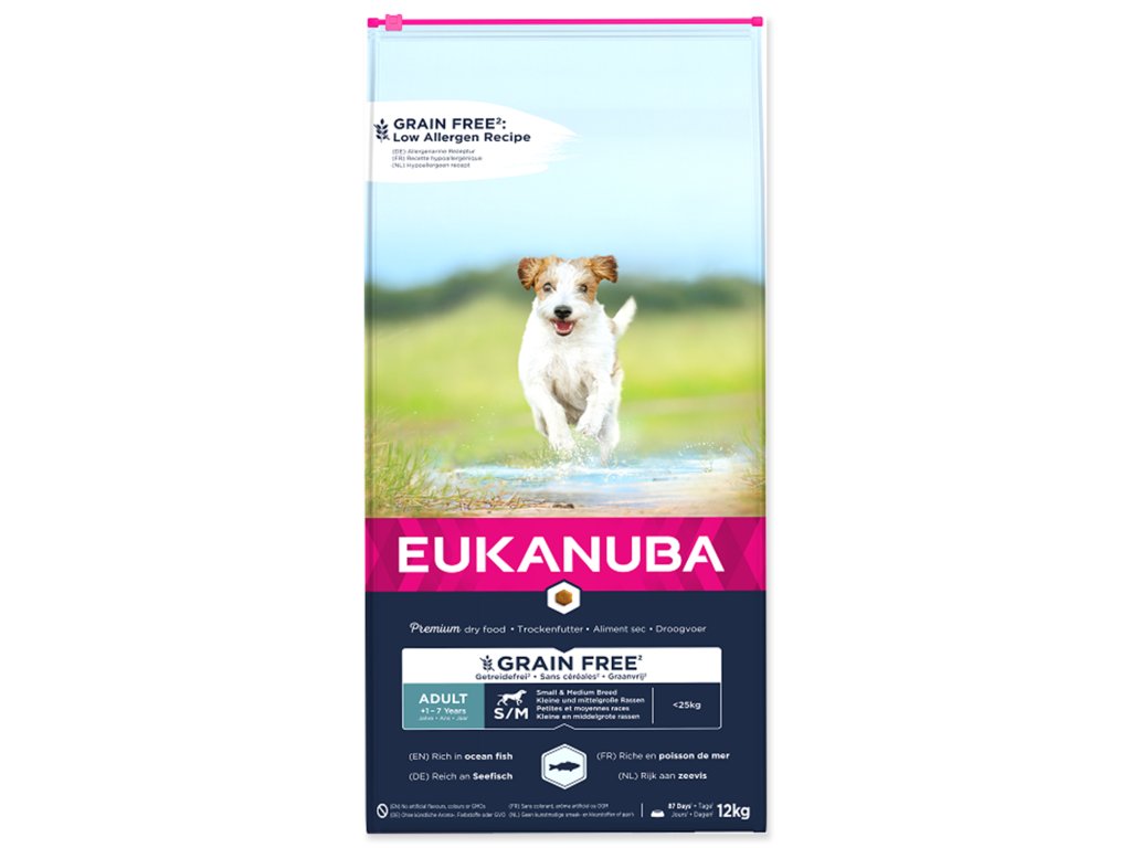 52041 1 eukanuba adult small medium breed grain free ocean fish 12 kg z kategorie chovatelske potreby a krmiva pro psy krmiva pro psy granule pro psy