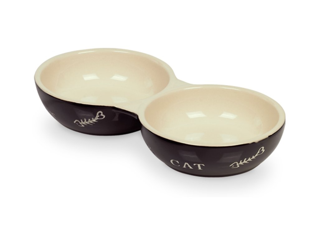 5058 1 nobby cat keramicka dvojmiska 22 cm cerna 2x130ml z kategorie chovatelske potreby a krmiva pro kocky misky davkovace pro kocky keramicke misky pro kocky