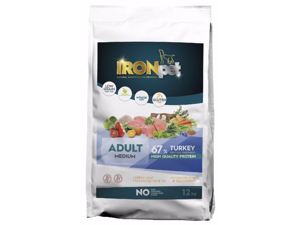 78441 4 ironpet dog adult medium turkey krocan 12 kg z kategorie chovatelske potreby a krmiva pro psy krmiva pro psy granule pro psy