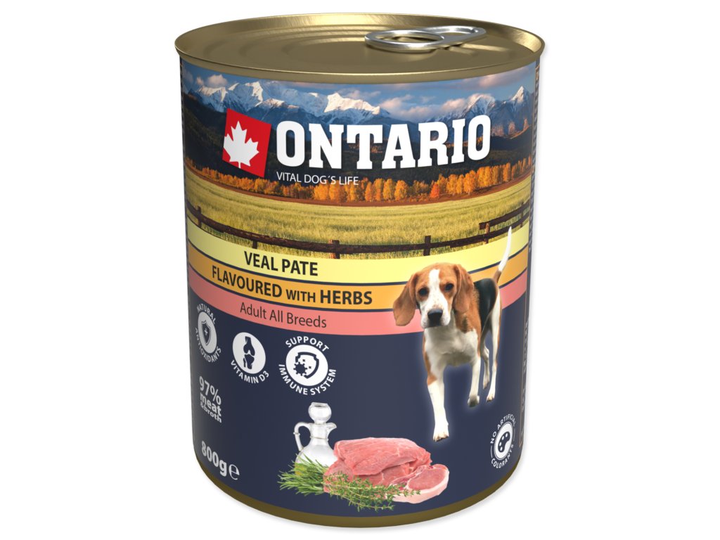49035 1 konzerva ontario dog veal pate flavoured with herbs 800 g z kategorie chovatelske potreby a krmiva pro psy krmiva pro psy konzervy pro psy