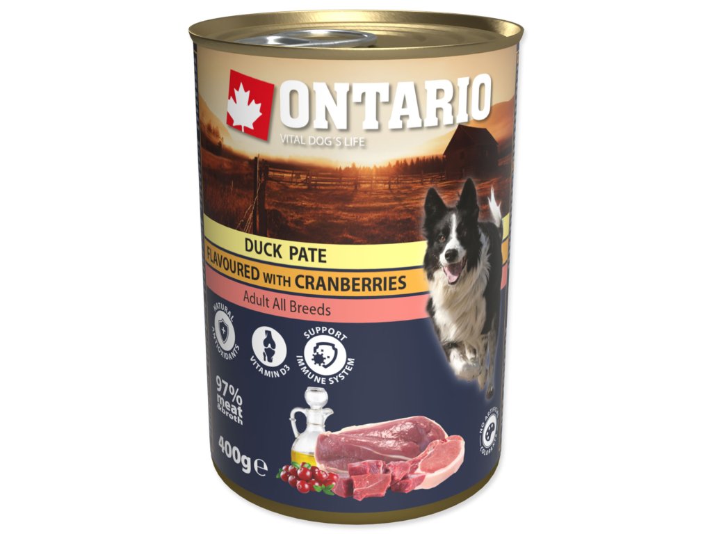 49026 1 konzerva ontario duck pate flavoured with cranberries 400 g z kategorie chovatelske potreby a krmiva pro psy krmiva pro psy konzervy pro psy