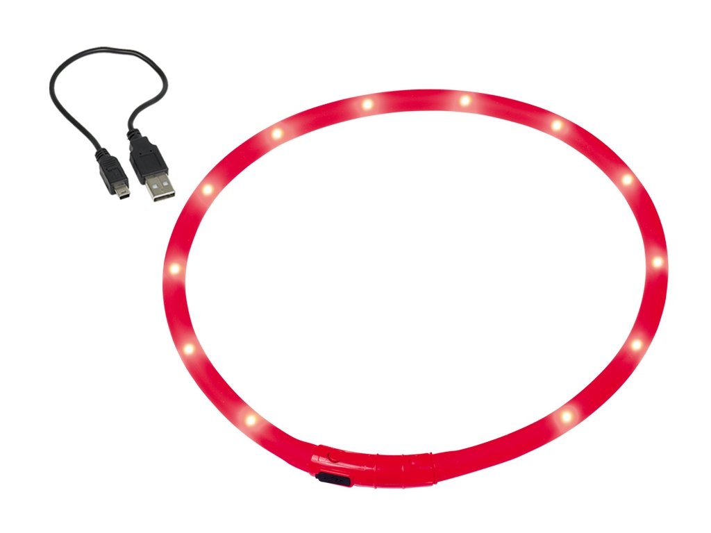 19482 1 nobby led visible svitici krouzek silikon cervena 70cm z kategorie chovatelske potreby a krmiva pro psy obojky voditka a postroje pro psy obojky pro psy