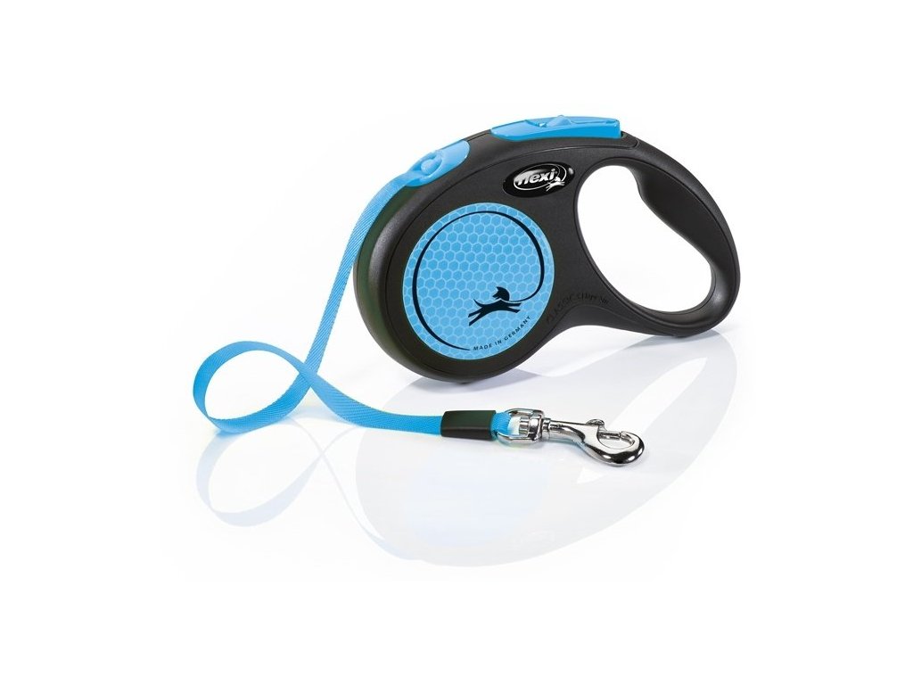 8157 1 flexi new neon paskove voditko s modra 5m do 15kg z kategorie chovatelske potreby a krmiva pro psy obojky voditka a postroje pro psy voditka pro psy samonavijeci voditka pro psy