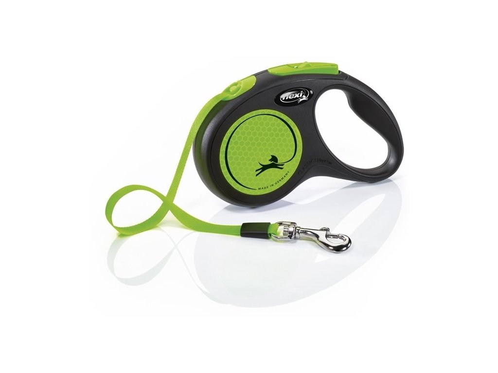 13428 1 flexi new neon paskove voditko s zelena 5m do 15kg z kategorie chovatelske potreby a krmiva pro psy obojky voditka a postroje pro psy voditka pro psy samonavijeci voditka pro psy