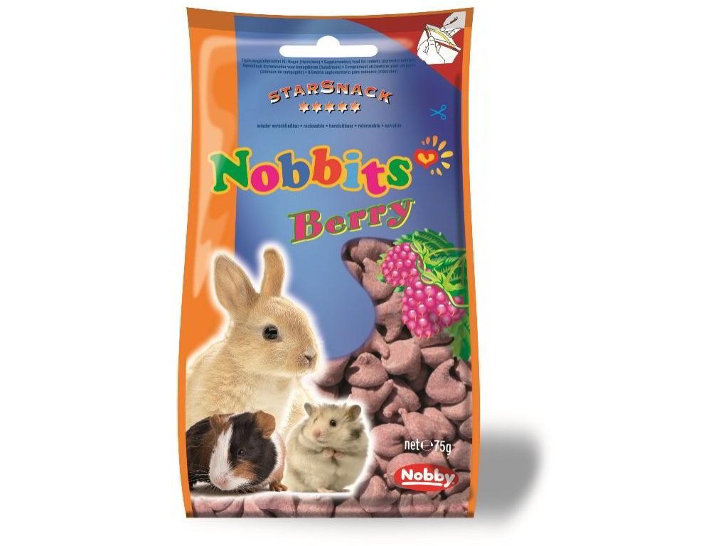 1359 1 nobby starsnack nobbits berry plody pamlsky 75g z kategorie chovatelske potreby a krmiva pro hlodavce a mala zvirata pamlsky pro hlodavce