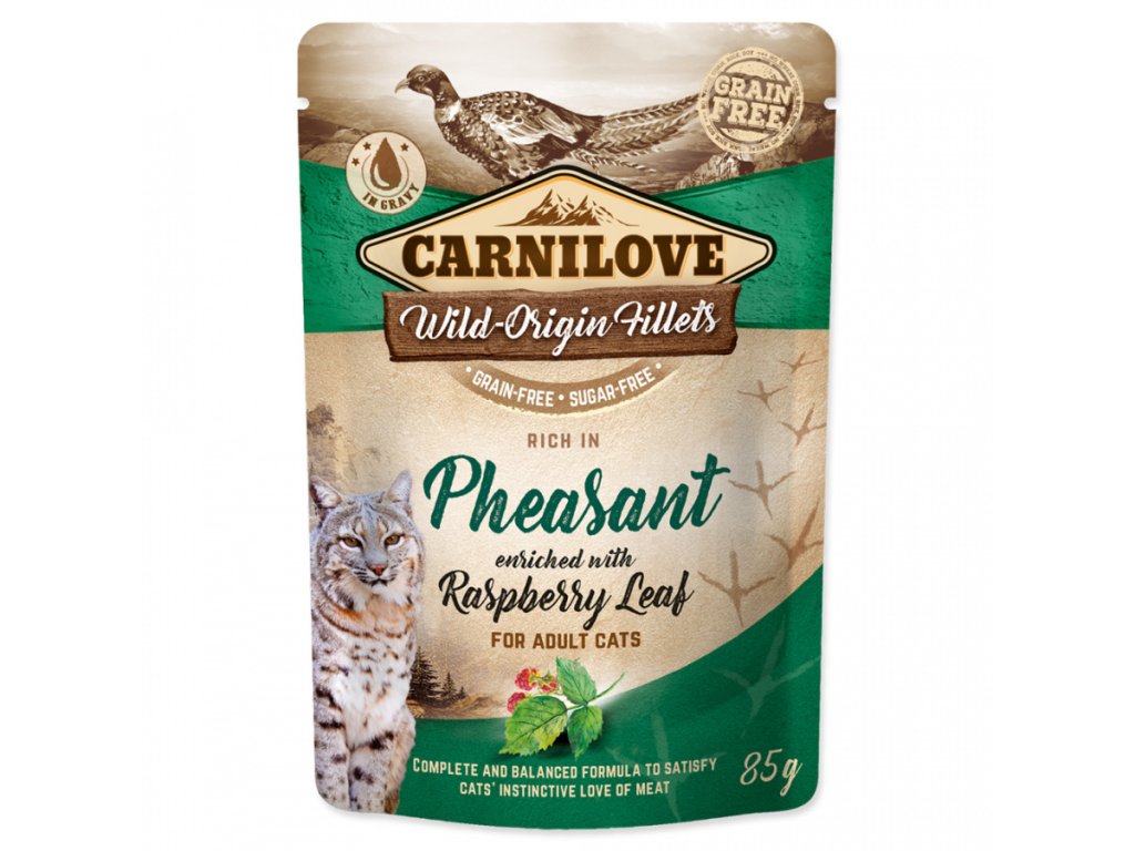 30981 carnilove cat pouch pheasant raspberry leaves kapsicka pro kocky 85g z kategorie chovatelske potreby a krmiva pro kocky krmivo a pamlsky pro kocky kapsicky pro kocky