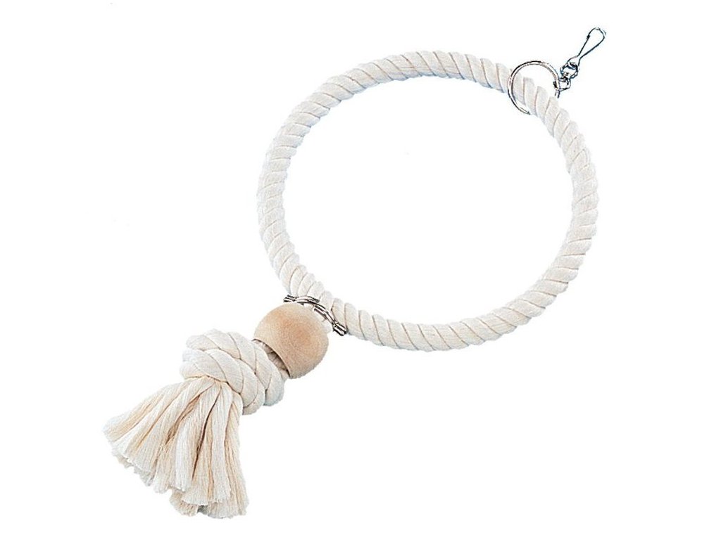 4983 1 nobby velky bavlneny kruh s drevenou kulickou 24cm z kategorie chovatelske potreby pro ptaky a papousky hracky pro papousky houpacky pro papousky