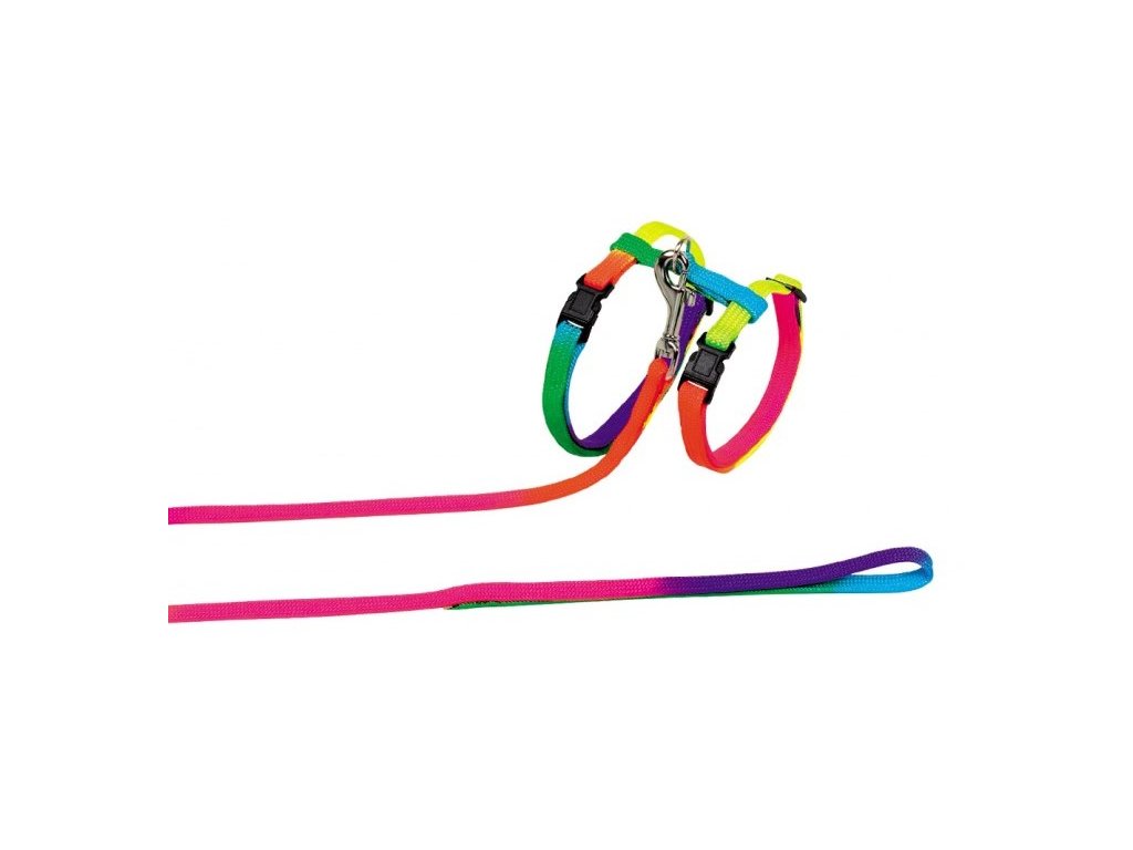 2676 1 nobby rainbow set barevny postroj s voditkem pro kocky z kategorie chovatelske potreby a krmiva pro kocky obojky a voditka pro kocky postroje s voditkem pro kocky