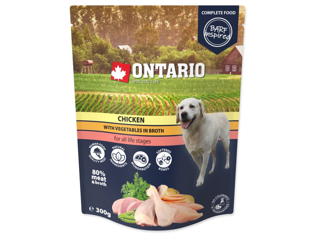 49071 1 kapsicka ontario dog chicken with vegetable in broth 300 g z kategorie chovatelske potreby a krmiva pro psy krmiva pro psy kapsicky pro psy